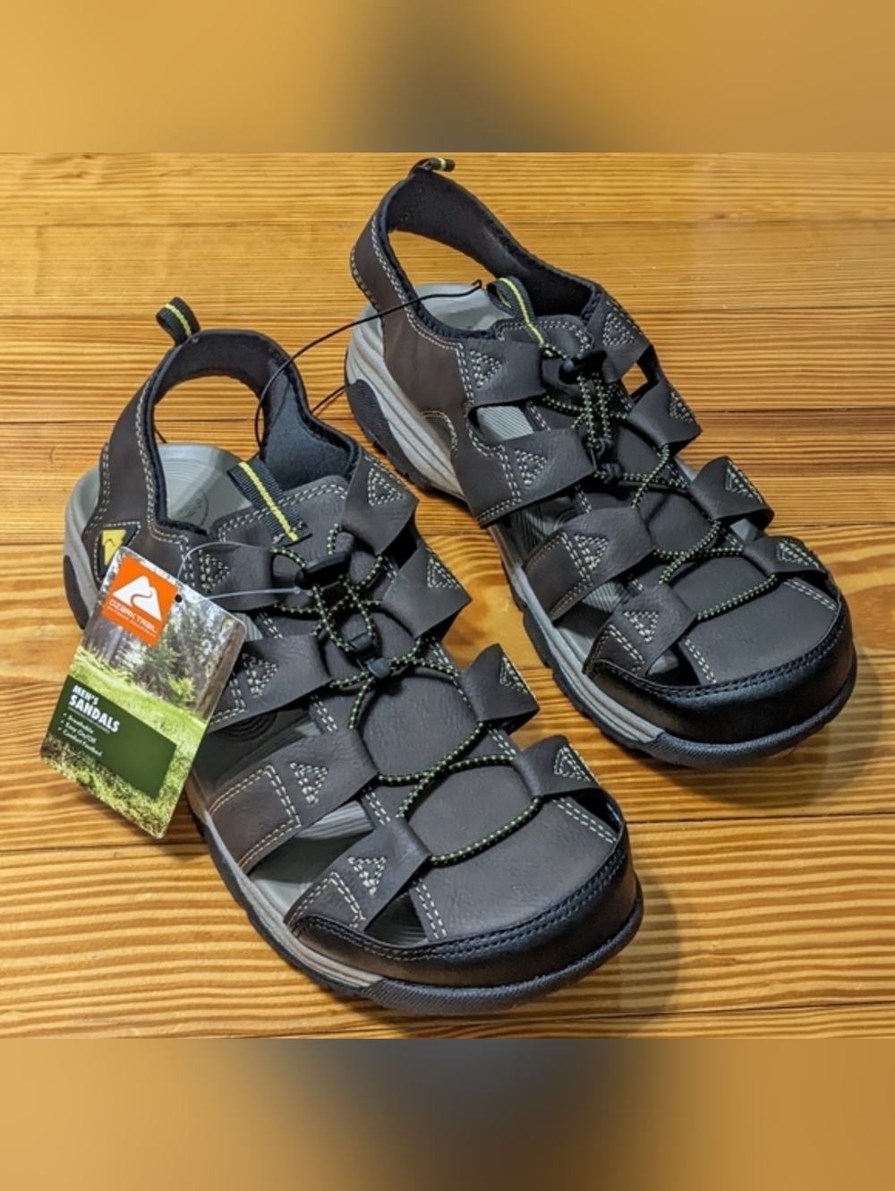 Ozark Trail Brown Men's Outdoor Shoes Round Toe Fisherman Sandals, Size 12,NEW